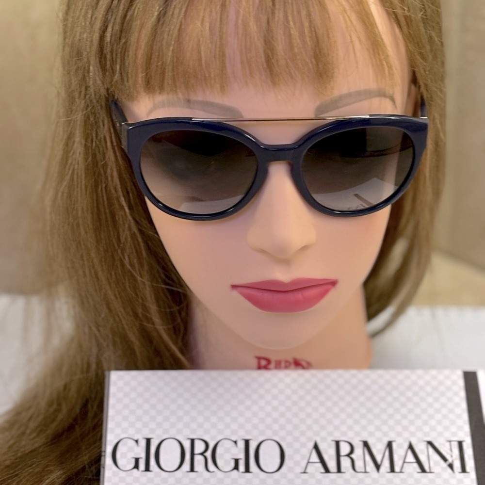 New Giorgio Armani 8086 5543/8G Double Bar Dark Blue Sunglasses. Unisex